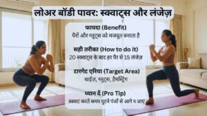 लोअर बॉडी पावर: स्क्वाट्स और लंजेज़