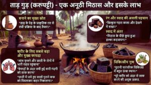 ताड़ के विशाल पेड़ के रस से बनने वाला गहरा गुड़