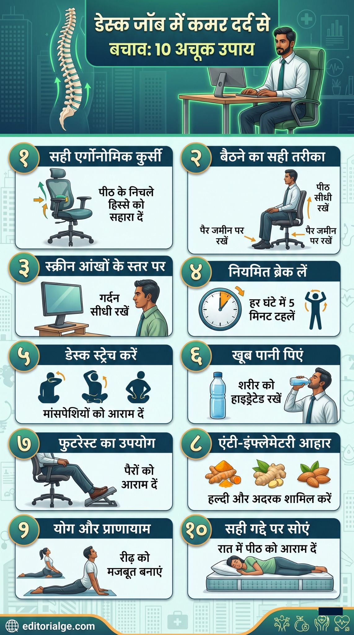 prevent back pain desk job india